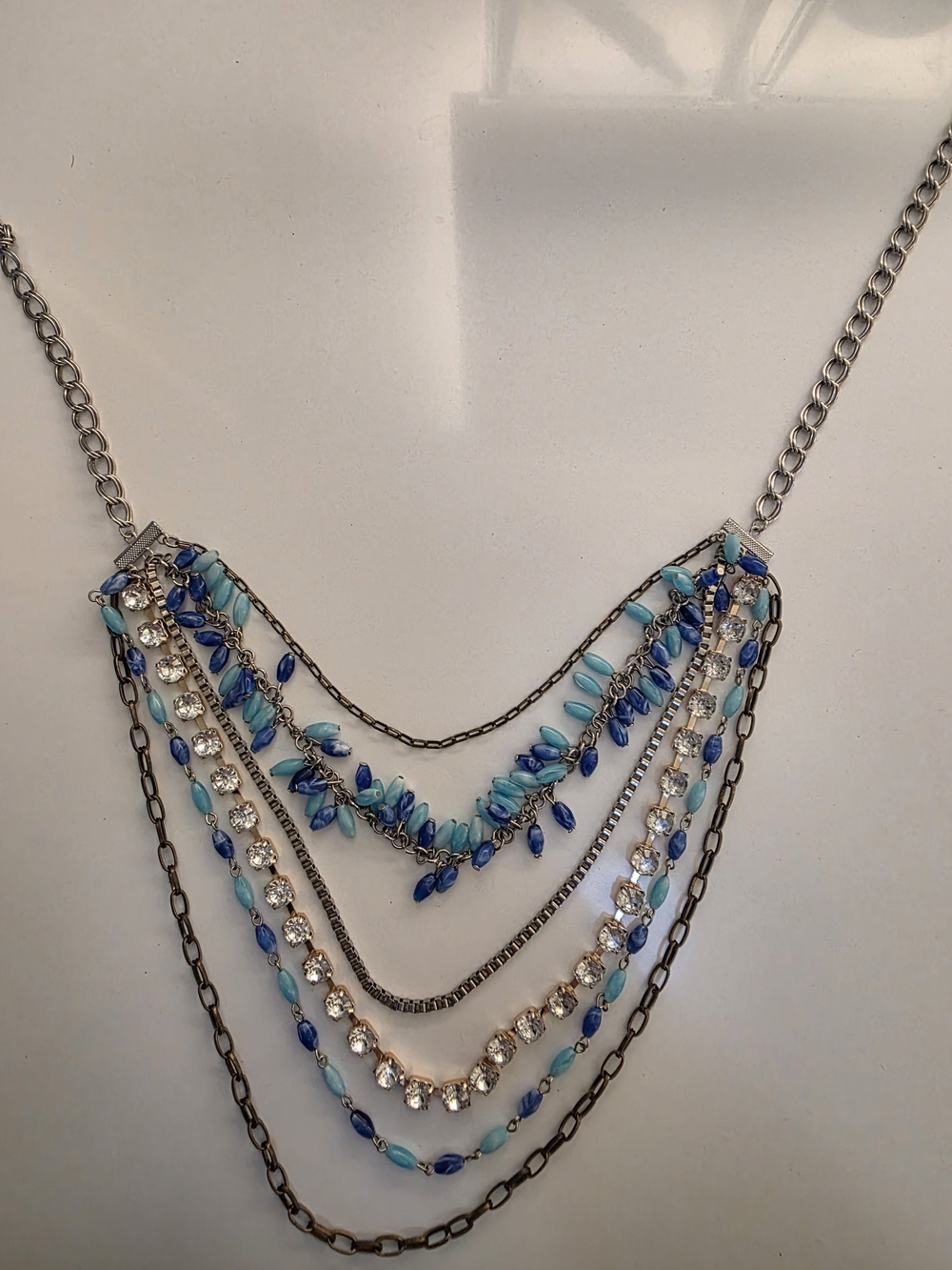 Vintage Multi-Strand Blue Statement Necklace - Women Jewelry